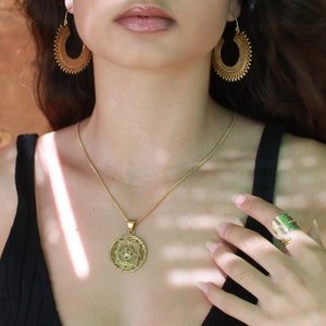 tibetan necklace chakra boho necklace gold pendant.dainty necklace bohemian tribal jewelry ethnic necklace.girlfriend gift for women