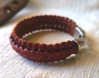 Leather wide bracelet for men leather braided armband for women viking bracelet for couples wide braided leather cuff.golf gifts for men