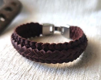 Leather wide bracelet for men braided leather armband for women thick leather viking bracelet for couples mens leather wide cuff.mens gift