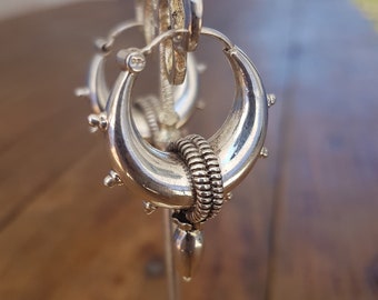 Boucles d'oreilles créoles en argent, boucles d'oreilles tribales en argent, boucles d'oreilles de festival, boucles d'oreilles bohèmes, boucles d'oreilles créoles, boucles d'oreilles ethniques, bijoux bohèmes délicats