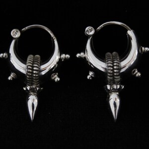 Silver hoop earrings tribal earrings silver hoops.trendy small Hoop earrings dainty earrings.Spike Earrings ethnic earrings boho earrings image 3