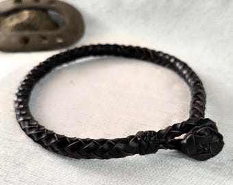 Mens black leather thick necklace for couples.Chunky necklace for women braided 12 mm leather necklace viking black leather choker for men