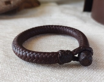 pulsera cuero trenzada hombre y mujer.Mens leather bracelet thick mens bracelet for couples viking bracelet braided.golf gift for mens gift