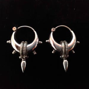 Silver hoop earrings tribal earrings silver hoops.trendy small Hoop earrings dainty earrings.Spike Earrings ethnic earrings boho earrings image 8