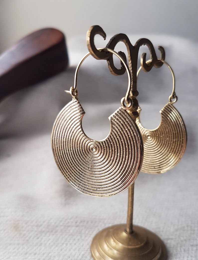African gold hoop earrings tribal.geometric earrings celtic jewelry bohemian earrings boho bali hoops.girlfriend gift for women
