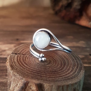 silver Moonstone ring gemstone ring birthstone ring.adjustable wrap ring boho knuckle statement ring dainty.girlfriend gift for women