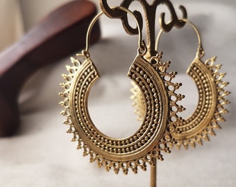 Boucles d’oreilles créoles boho mandala boucles d’oreilles grandes boucles d’oreilles en or boucles d’oreilles africaines géométriques boho grands cerceaux bali.mom cadeau pour les femmes