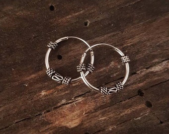 Sterling silver hoops Sterling silver earrings Ethnic jewelry. Classics sterling silver hoops earrings Gift for her. Boho earrings Creole