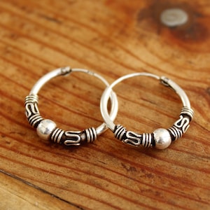small sterling silver hoop earrings men.Tiny hoop earrings bohemian jewelry men dainty earrings Bali.Tiny dangle earrings men boho earrings