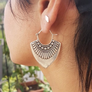 African earrings geometric silver earrings African jewelry ethnic earrings statement jewelry boho earrings bohemian jewelry tribal earrings