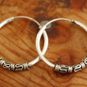 Sterling silver tribal earrings hoops silver bali hoops.ethnic earrings silver creole boho hoops gypsy.bohemian earrings gift for her tribal