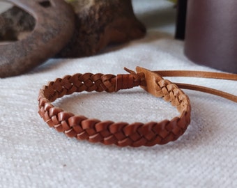 pulsera cuero trenzada ajustable.mens leather bracelet for couples adjustable dainty bracelet viking braided leather bracelet.golf gift mens