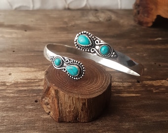 Silver turquoise bracelet celtic jewelry boho bracelet.gypsy jewelry bohemian bracelet trendy bracelet.druzy bracelet birthstone jewelry