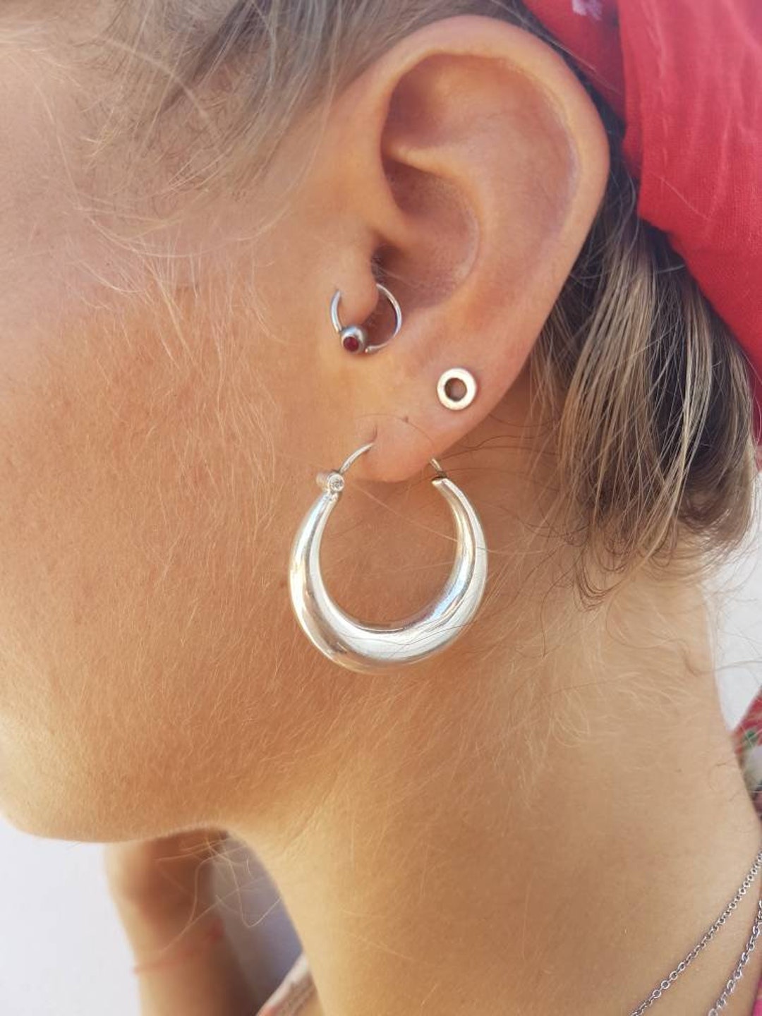 SILVER925 TRIVAL HOOP EARRINGS /シルバー/ピアス