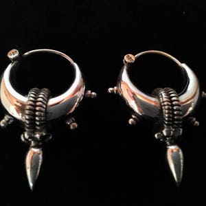 Silver hoop earrings tribal earrings silver hoops.trendy small Hoop earrings dainty earrings.Spike Earrings ethnic earrings boho earrings image 9