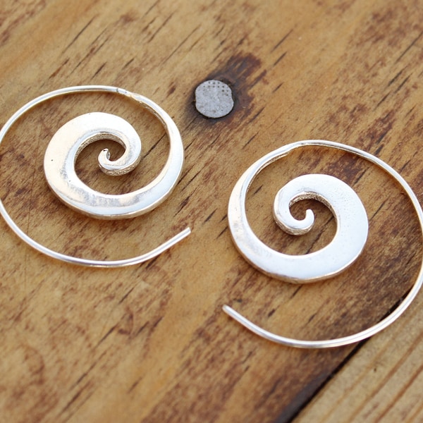 minimal spiral earrings small hoop earrings silver tribal earrings minimalist silver thin hoop earrings dainty jewelry small silver creole