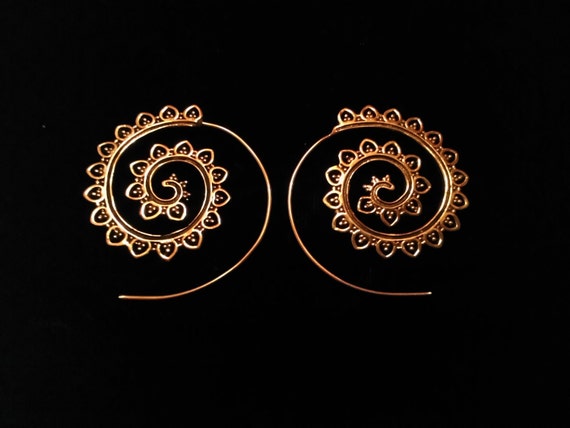 pendientes tribales hoop earrings brass earrings gypsy earrings dainty geometric earrings Tribal earrings boho earrings bohemian jewelry