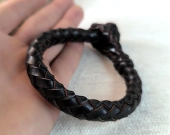 Mens black leather thick bracelet for couples.Viking wide bracelet for women black leather braided cuff armband.golf gifts for men.dnd gift