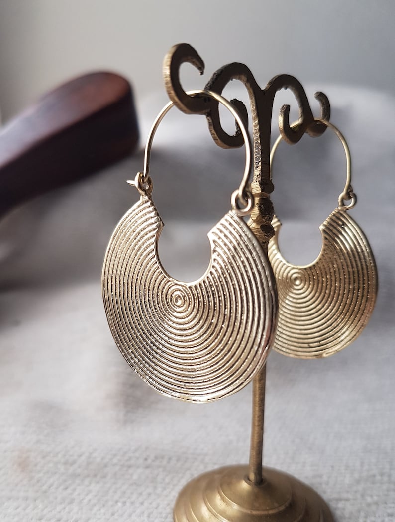 African gold hoop earrings tribal.geometric earrings celtic jewelry bohemian earrings boho bali hoops.girlfriend gift for women