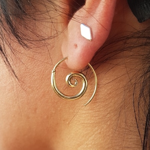 spiral gold hoop earrings spiral hoop earrings dainty.tiny hoop earrings small bohemian bali hoops huggie.mom gift for women