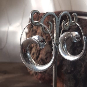 silver spiral hoops earrings dainty earrings bohemian jewelry boho earrings dangle earrings ethnic thick hoop earrings.wife gift for mom