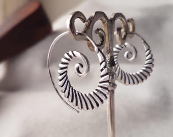 spiral earrings silver hoop earrings minimal bali hoops thin dainty earrings minimal silver creole spirale.small spiral earrings boho hoops