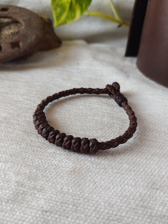 Mens Leather Bracelet for Women Beaded Leather Bracelet for