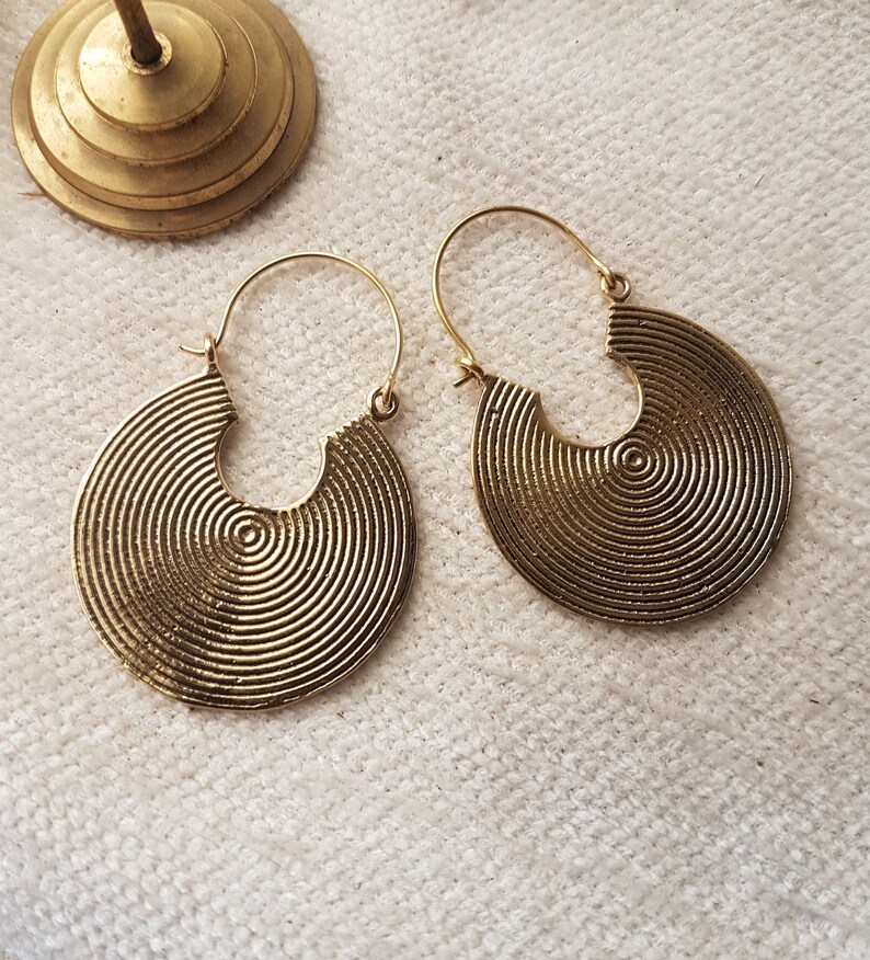 African gold hoop earrings tribal.geometric earrings celtic jewelry bohemian earrings boho bali hoops.girlfriend gift for women