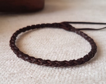 Verstelbare gevlochten leren armband voor mannen en vrouwen. Leren herenarmband voor koppels, verstelbare, sierlijke armband, Noorse Vikingarmband voor vrouwen.
