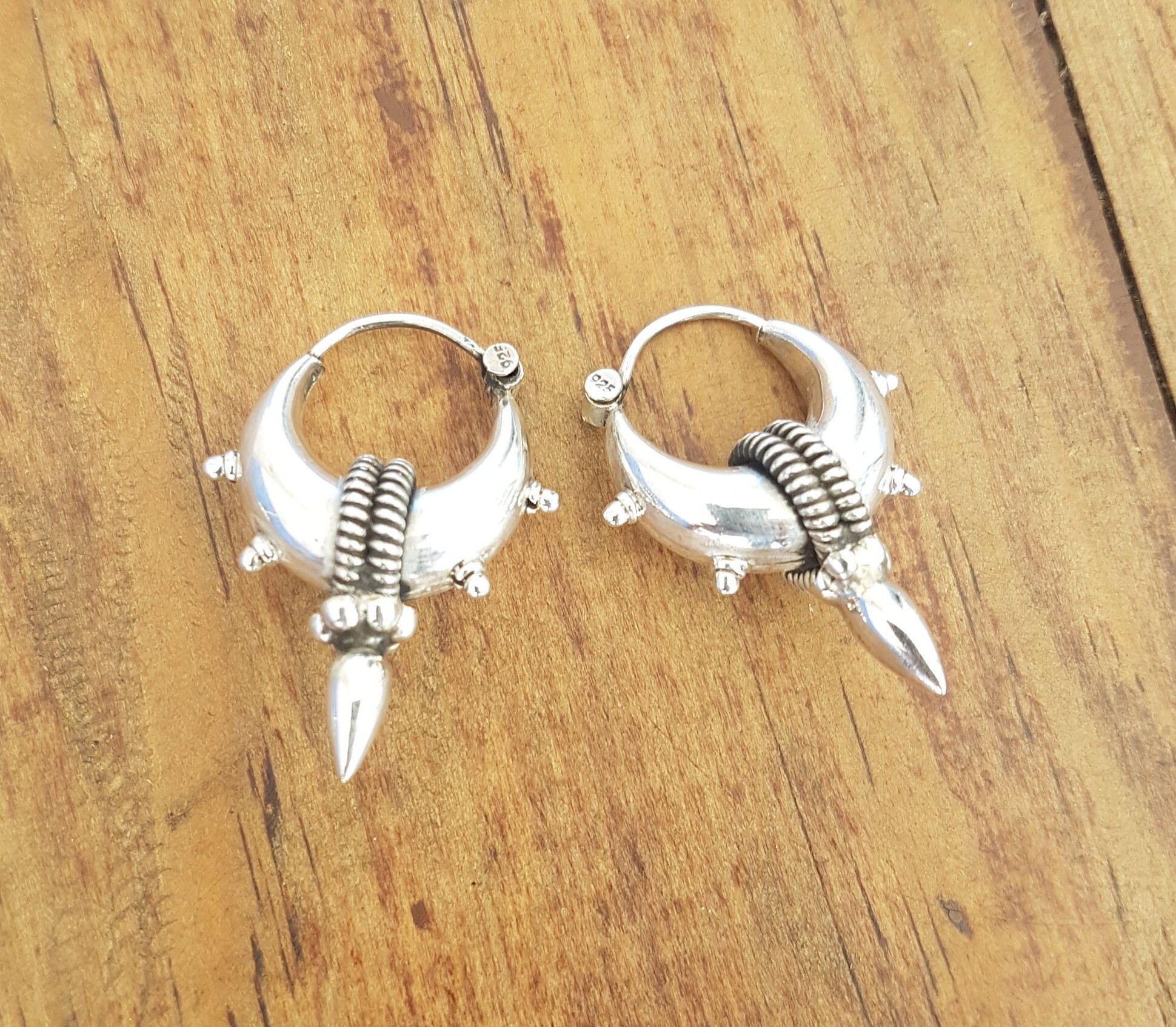 Silver hoop earrings tribal earrings silver hoops.trendy small Etsy