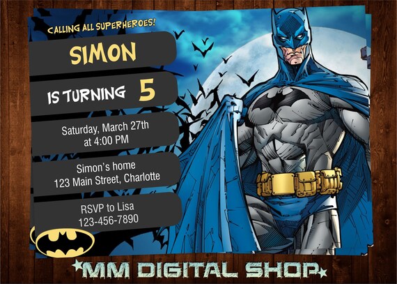 Invitation Danniversaire Batman Invitation Anniversaire Etsy Invitation Danniversaire Batman Invitation Anniversaire Etsy