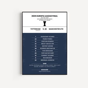 Tottenham Spurs 2025 Europa League Final Winners Match Art Poster Print