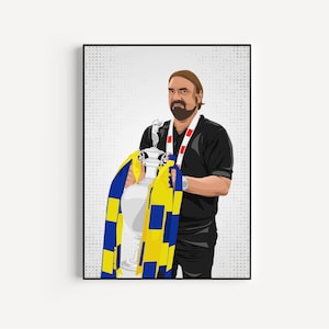 Daniel Farke Leeds United 2025 Champions Art Poster Print