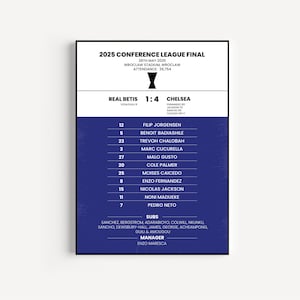 Chelsea 2025 Conference League Final Winners Match Art Poster Wydruk