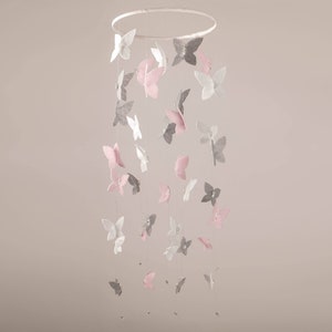 pink and grey cot mobile