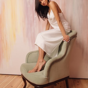 White Satin Nightgown: Bridal Lingerie, Honeymoon Sleepwear