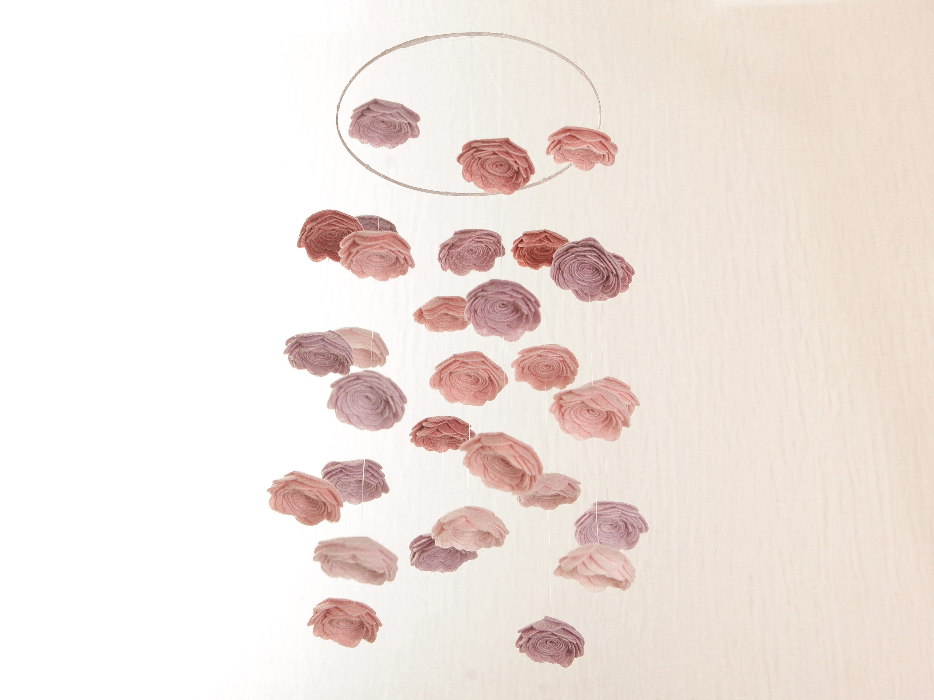 Pink and Gray Floral Baby Mobile Crib Mobile Flowers Baby Etsy