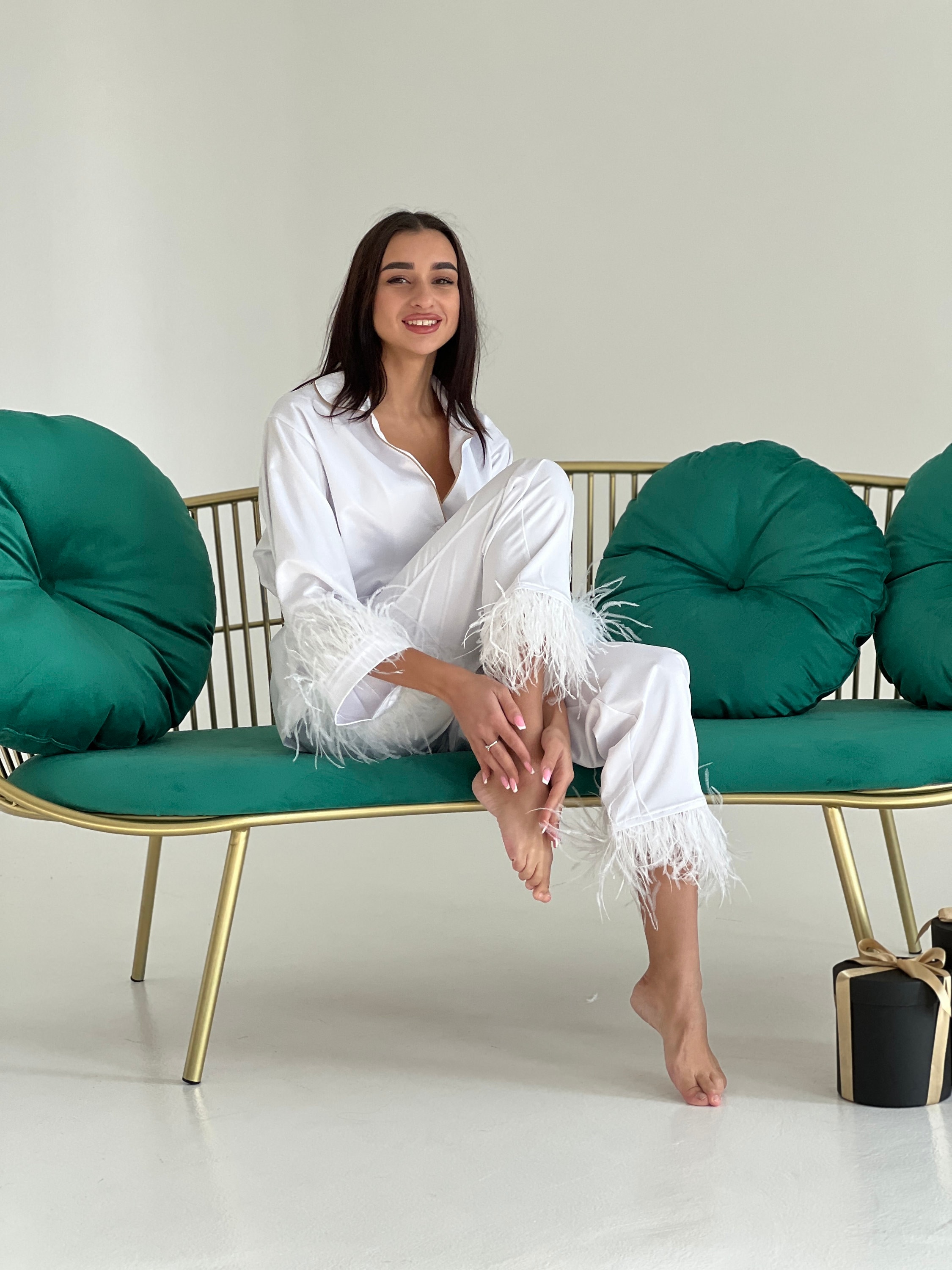 Ensemble pyjama à plumes Lingerie de la mariée The Wedding Explorer Ensemble pyjama à plumes Lingerie de la mariée The Wedding Explorer