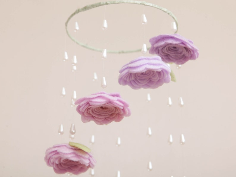 Floral Crib Mobile Baby Girl Nursery Decor Rose Flower Etsy