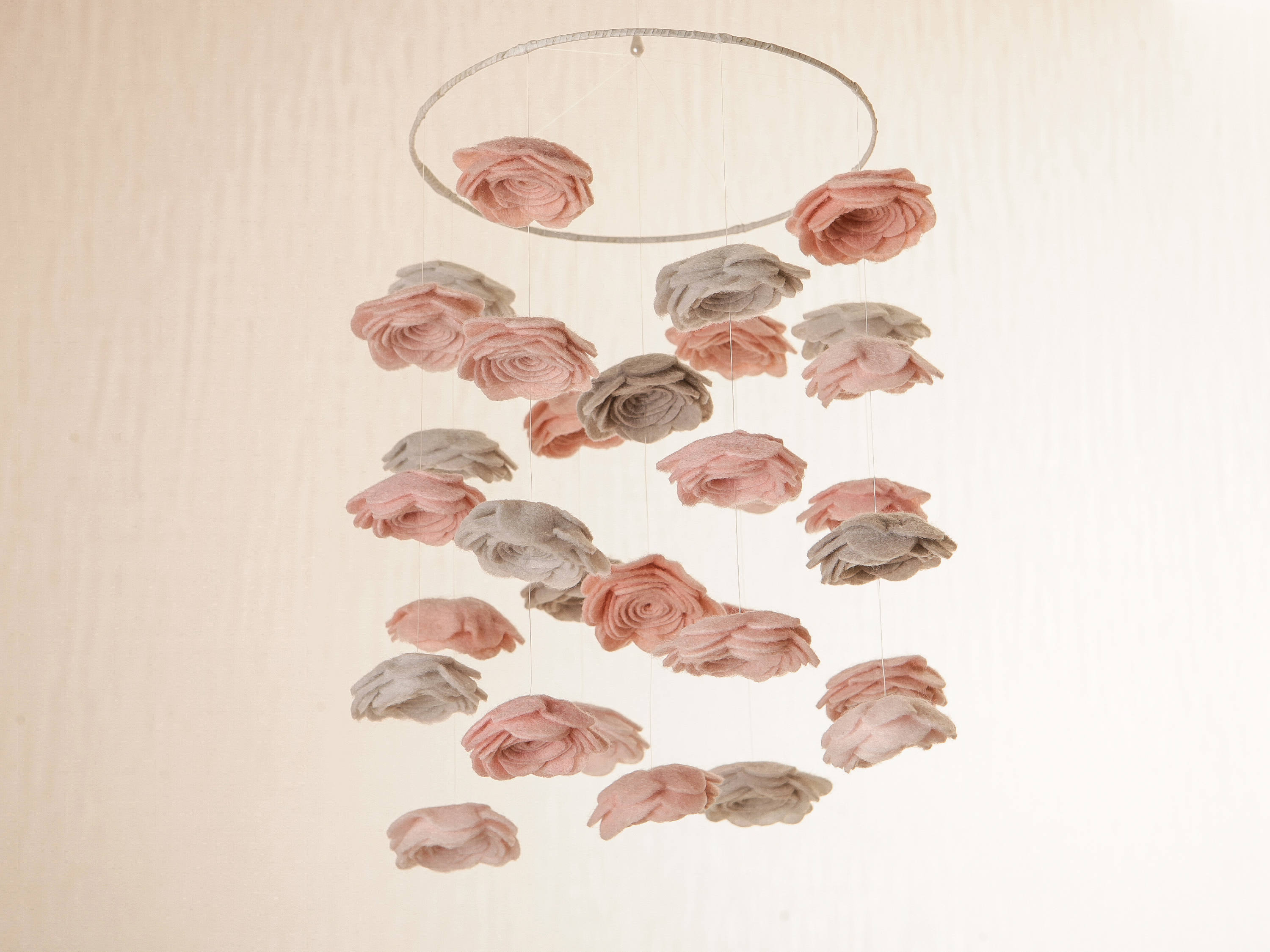 Pink and Gray Floral Baby Mobile Crib Mobile Flowers Baby Etsy