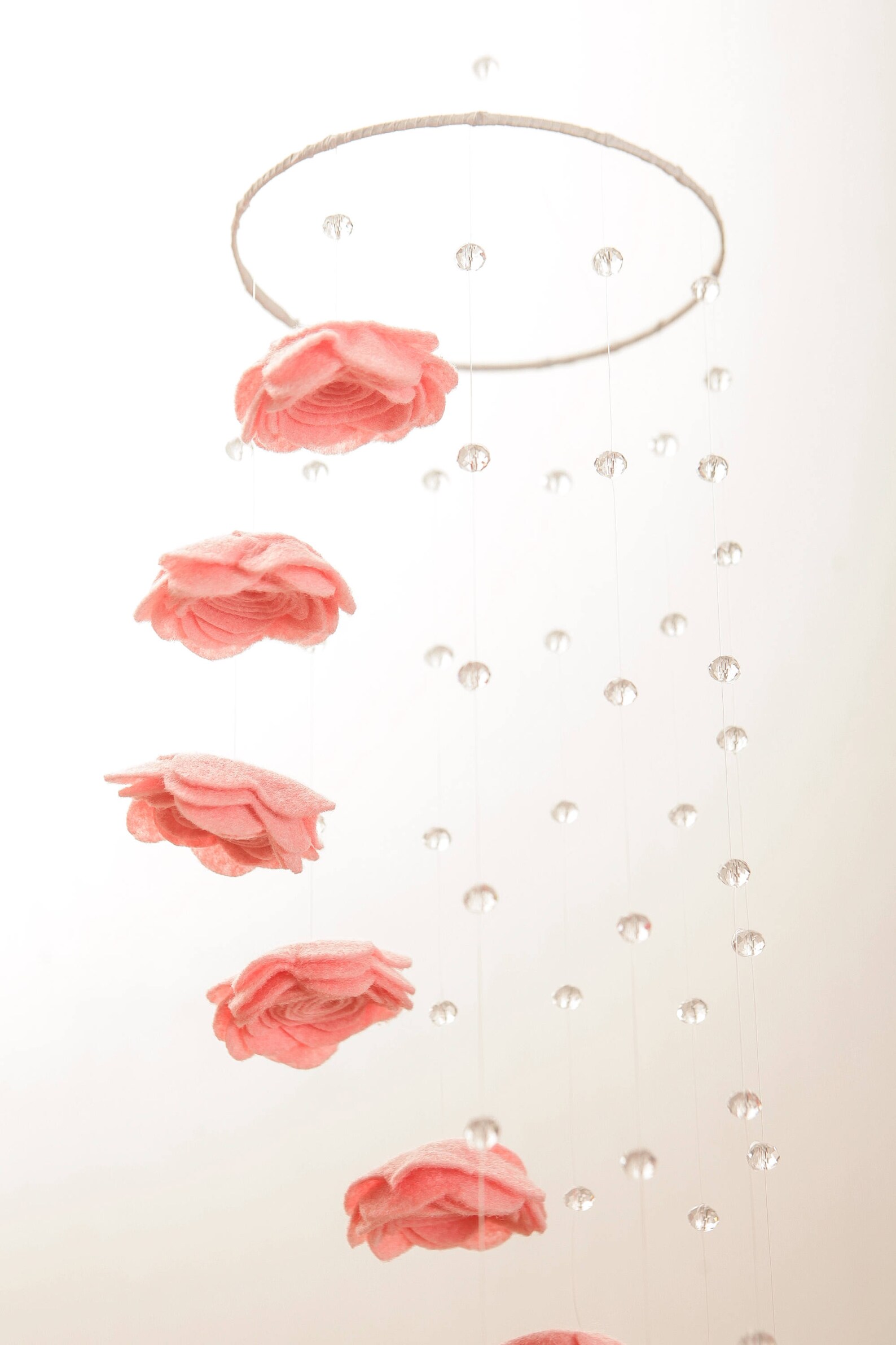 Flower Crib Mobile Floral Nursery Mobile Pink Baby Mobile Etsy