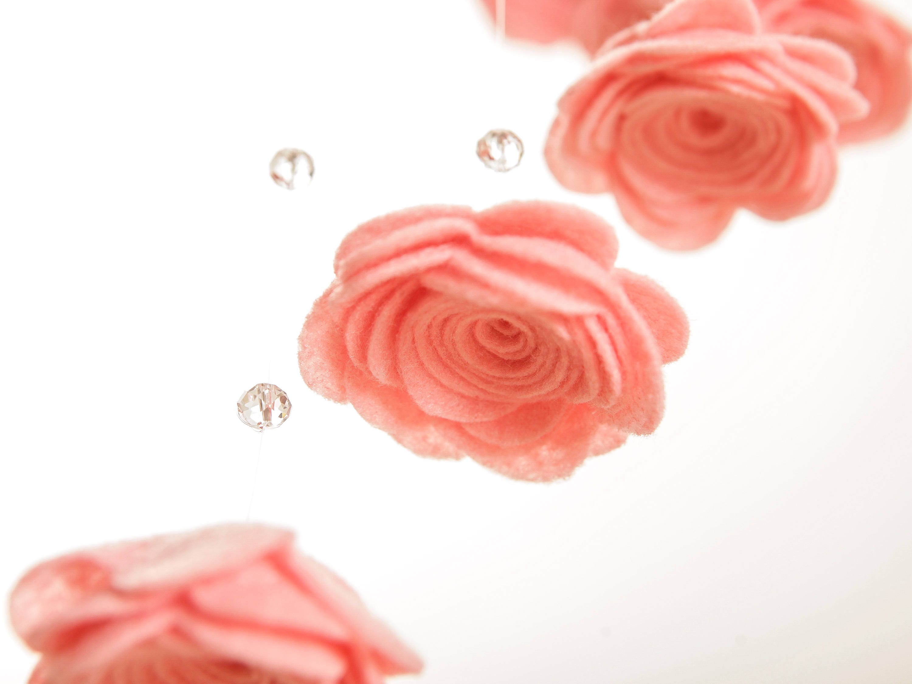 Flower Crib Mobile Floral Nursery Mobile Pink Baby Mobile Etsy