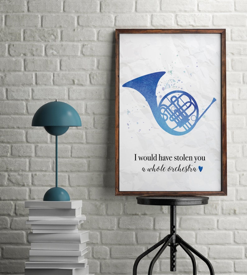 Blue French Horn I would have stolen you a whole orchestra Etsy