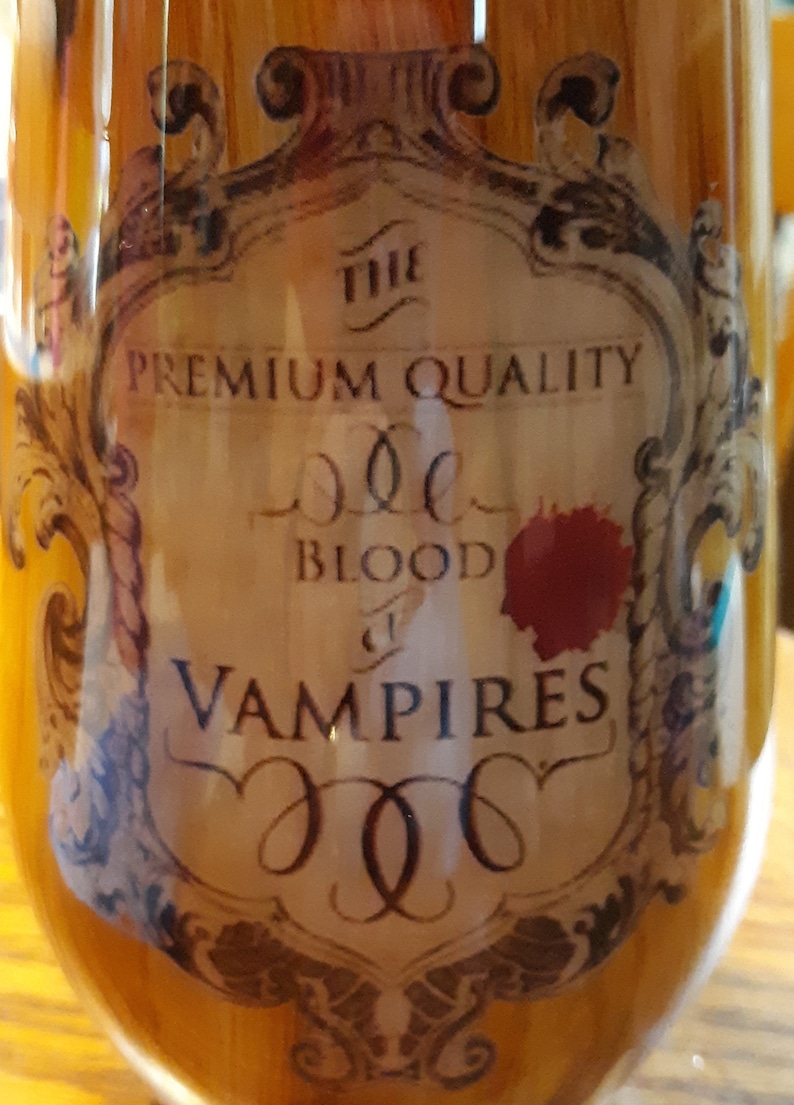 17oz Vampire Blood Stainless steal tumbler Wood grain painted with water slide decal.