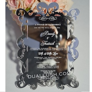Acryl Hochzeitseinladung, Klare Einladung, Acryl Hochzeitskarte, Spiegel Acryl Einladung, Benutzerdefinierte Acryl Lädt ein, Schwarzes Acryl Laden ein