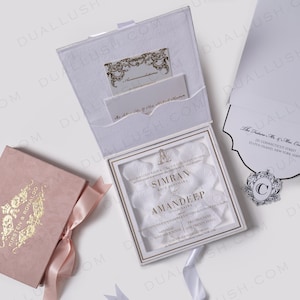 White Velvet Wedding Invitation Box: Custom Acrylic Invitations