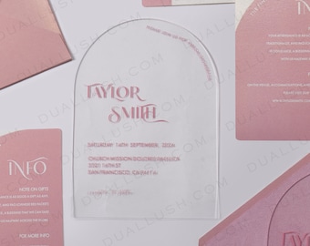 Invitación para despedida de soltera en acrílico transparente: invitaciones modernas y elegantes.