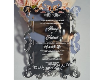 Laser Cut Acrylic Wedding Invitation: Modern Elegant Design