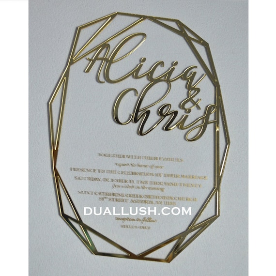 Gold Mirror Acrylic Wedding Invitation - Duallush Designs
