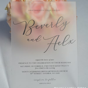 Frosted Acrylic Wedding Invitation With Black Printing, 1/8 Inch 2 mm Thick Frosted Acrylic Invitation image 6